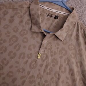 Duvin Polo Shirt Mens Large Lightweight Performance Stretch Geometric Brown Golf